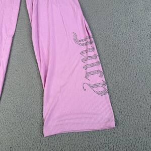 Juicy Couture Lounge Pant Women S Pink Sleepwear Rhinestone Ribbed Knit Spellout